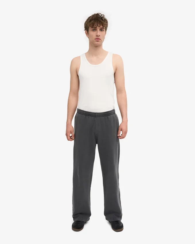 Pantalones de chándal orgánicos de corte recto - Negro descolorido