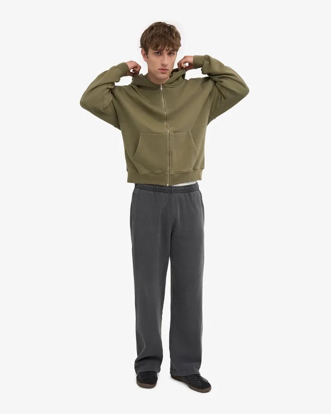 Pantalones de chándal orgánicos de corte recto - Negro descolorido