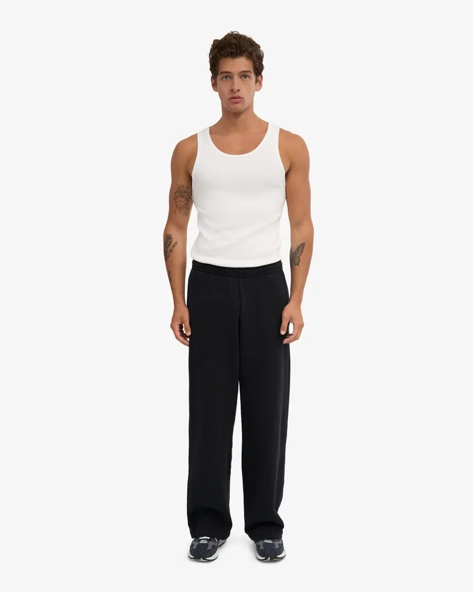 Pantalones de chándal orgánicos de corte recto - Negro intenso