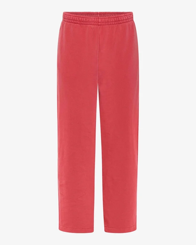 Pantalones de chándal orgánicos de corte recto - Rojo descolorido