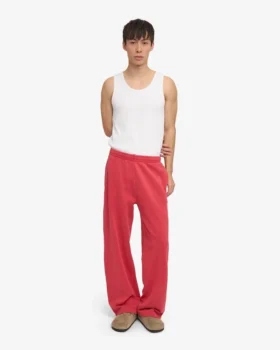 Pantalones de chándal orgánicos de corte recto – Rojo descolorido