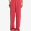 Pantalones de chándal orgánicos de corte recto - Rojo descolorido