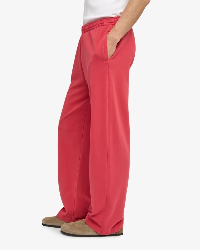 Pantalones de chándal orgánicos de corte recto - Rojo descolorido