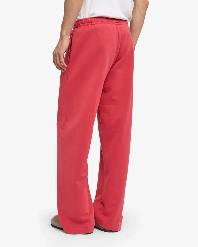 Pantalones de chándal orgánicos de corte recto - Rojo descolorido