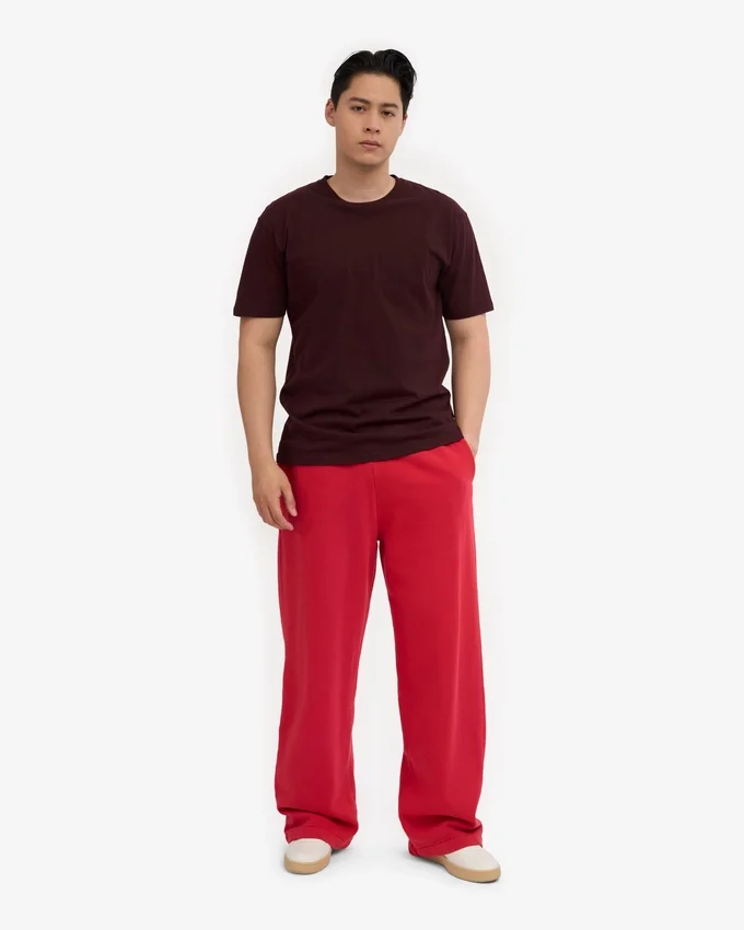 Pantalones de chándal orgánicos de corte recto - Rojo escarlata