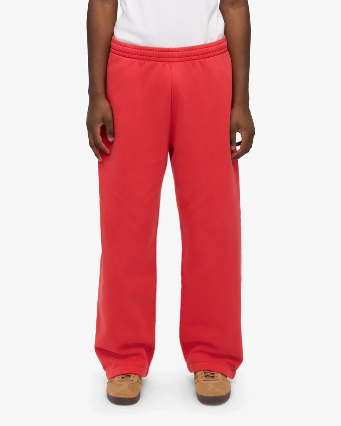 Pantalones de chándal orgánicos de corte recto - Rojo mandarina