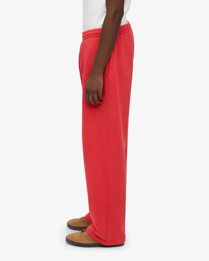 Pantalones de chándal orgánicos de corte recto - Rojo mandarina