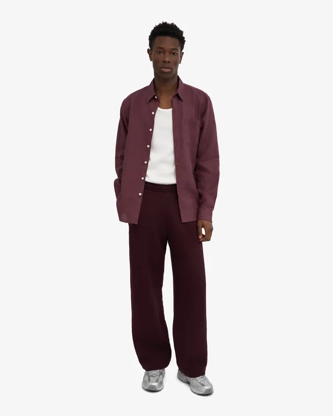 Pantalones de chándal orgánicos de corte recto - Rojo sangre