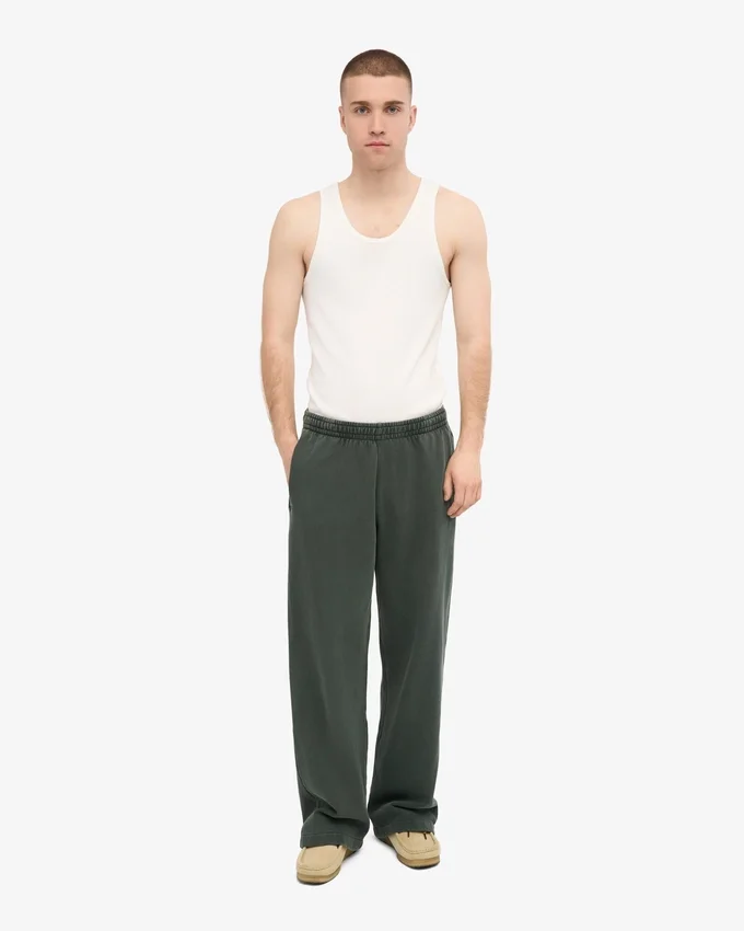 Pantalones de chándal orgánicos de corte recto - Verde bosque