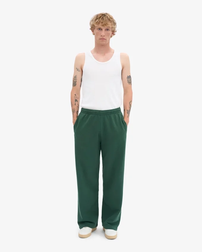 Pantalones de chándal orgánicos de corte recto - Verde esmeralda