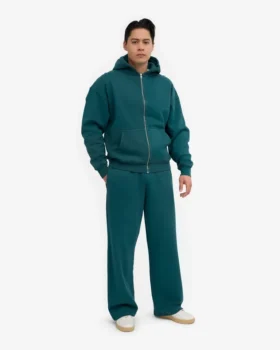 Pantalones de chándal orgánicos de corte recto – Verde océano