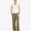 Pantalones de chándal orgánicos de corte recto - Verde oliva polvoriento
