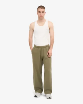 Pantalones de chándal orgánicos de corte recto – Verde oliva polvoriento