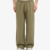 Pantalones de chándal orgánicos de corte recto - Verde oliva polvoriento