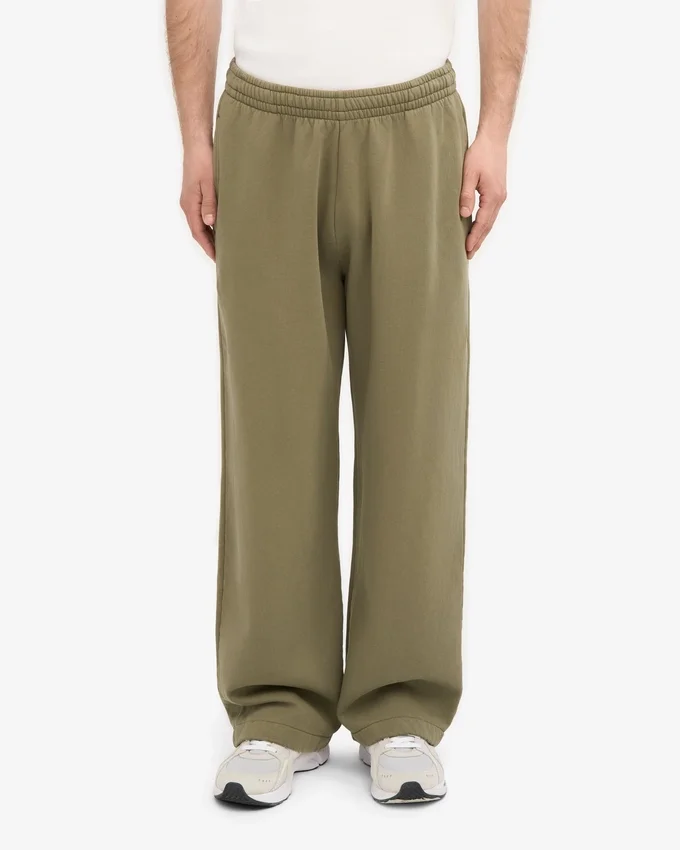 Pantalones de chándal orgánicos de corte recto - Verde oliva polvoriento