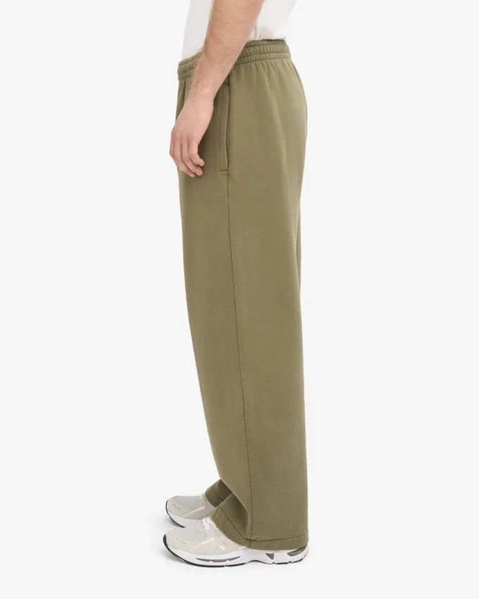 Pantalones de chándal orgánicos de corte recto - Verde oliva polvoriento