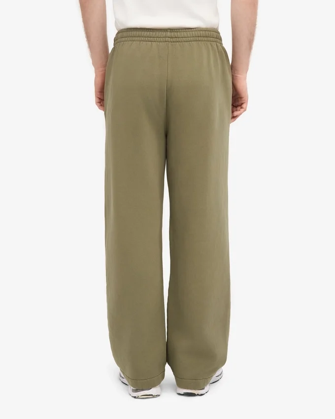 Pantalones de chándal orgánicos de corte recto - Verde oliva polvoriento