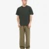 Pantalones de chándal orgánicos de corte recto - Verde oliva polvoriento