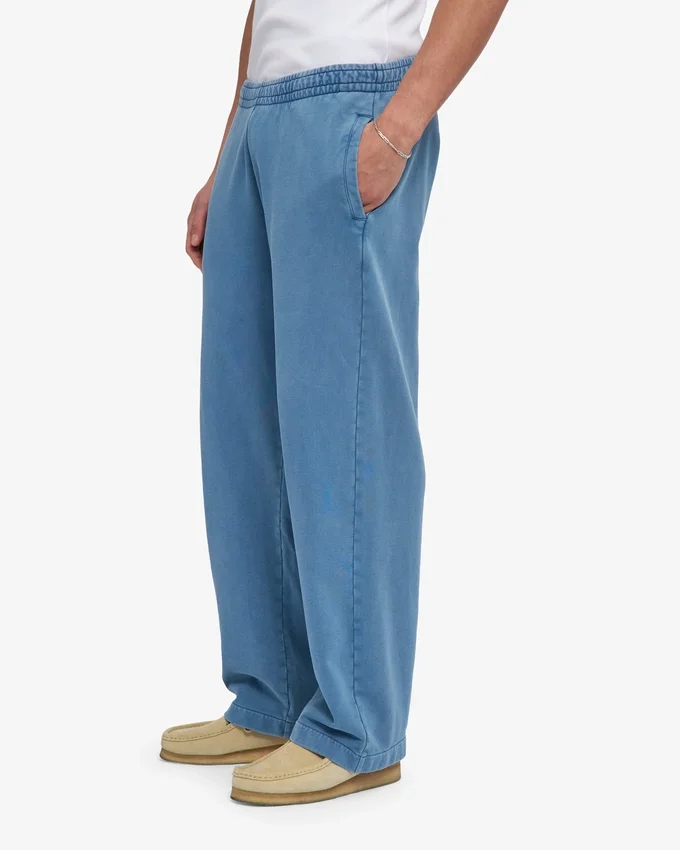 Pantalones de chándal orgánicos de pierna recta - Índigo descolorido