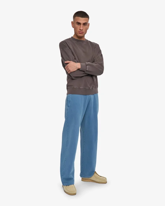Pantalones de chándal orgánicos de pierna recta - Índigo descolorido