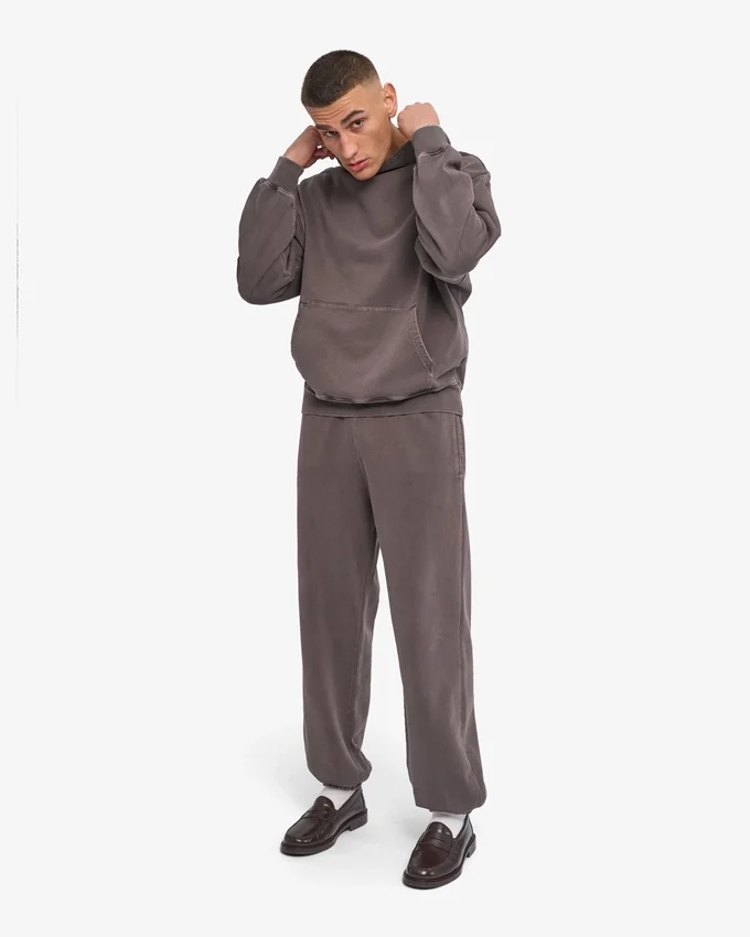 Pantalones de chándal orgánicos holgados - Barro descolorido