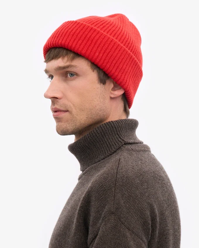 Sombrero de lana merino - Rojo mandarina