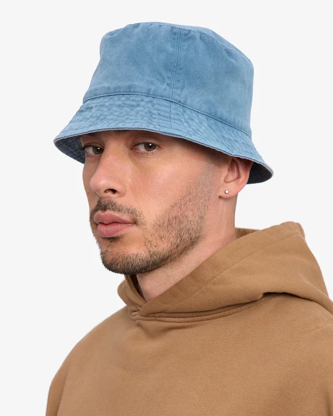 Sombrero de pescador de algodón orgánico - Índigo descolorido