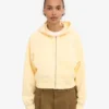 Sudadera con capucha corta orgánica con cremallera - Amarillo suave