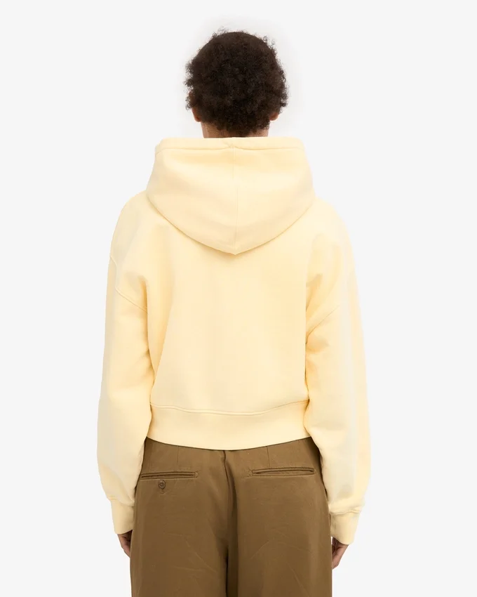 Sudadera con capucha corta orgánica con cremallera - Amarillo suave