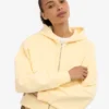 Sudadera con capucha corta orgánica con cremallera - Amarillo suave