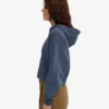 Sudadera con capucha corta orgánica con cremallera - Azul petróleo