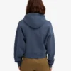 Sudadera con capucha corta orgánica con cremallera - Azul petróleo