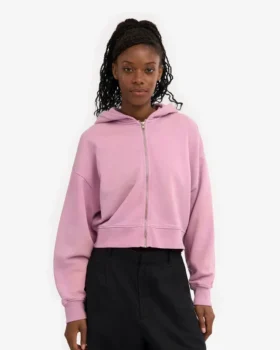Sudadera con capucha corta orgánica con cremallera – Flor de cerezo