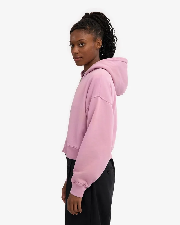 Sudadera con capucha corta orgánica con cremallera - Flor de cerezo