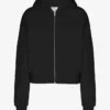 Sudadera con capucha corta orgánica con cremallera - Negro intenso