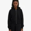 Sudadera con capucha corta orgánica con cremallera - Negro intenso