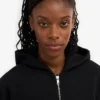 Sudadera con capucha corta orgánica con cremallera - Negro intenso