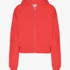 Sudadera con capucha corta orgánica con cremallera - Rojo mandarina