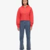 Sudadera con capucha corta orgánica con cremallera - Rojo mandarina