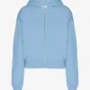 Sudadera con capucha corta y cremallera orgánica - Azul mar