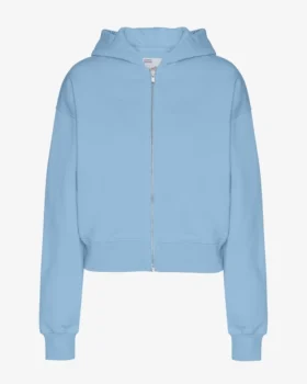 Sudadera con capucha corta y cremallera orgánica - Azul mar