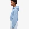 Sudadera con capucha corta y cremallera orgánica - Azul mar