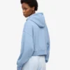 Sudadera con capucha corta y cremallera orgánica - Azul mar