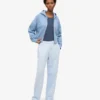 Sudadera con capucha corta y cremallera orgánica - Azul mar