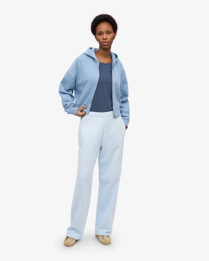 Sudadera con capucha corta y cremallera orgánica - Azul mar