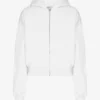 Sudadera con capucha corta y cremallera orgánica - Blanco óptico
