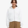 Sudadera con capucha corta y cremallera orgánica - Blanco óptico