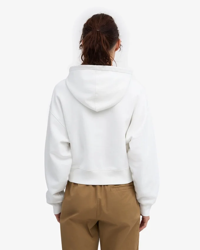 Sudadera con capucha corta y cremallera orgánica - Blanco óptico
