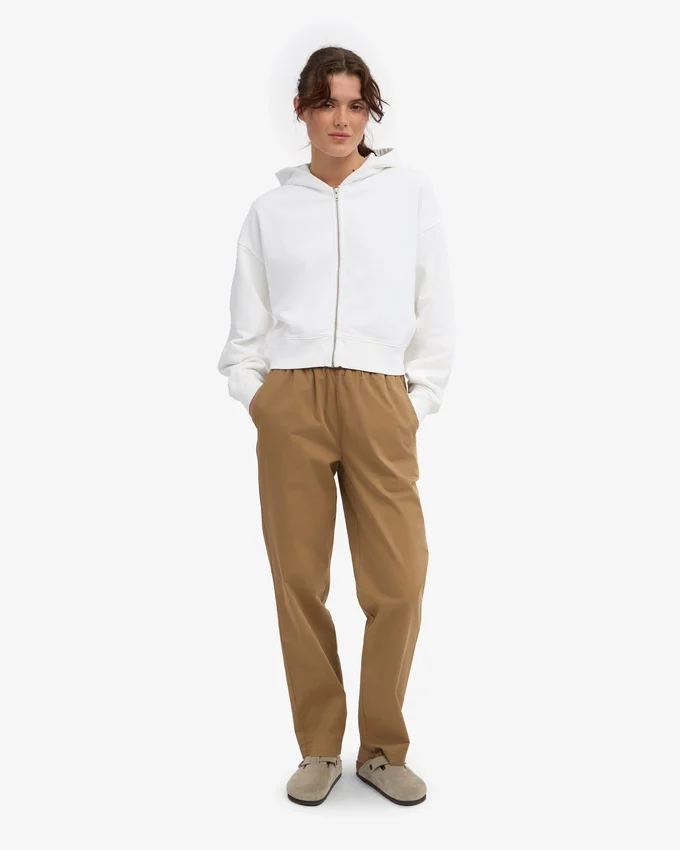 Sudadera con capucha corta y cremallera orgánica - Blanco óptico