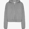 Sudadera con capucha corta y cremallera orgánica - Gris jaspeado